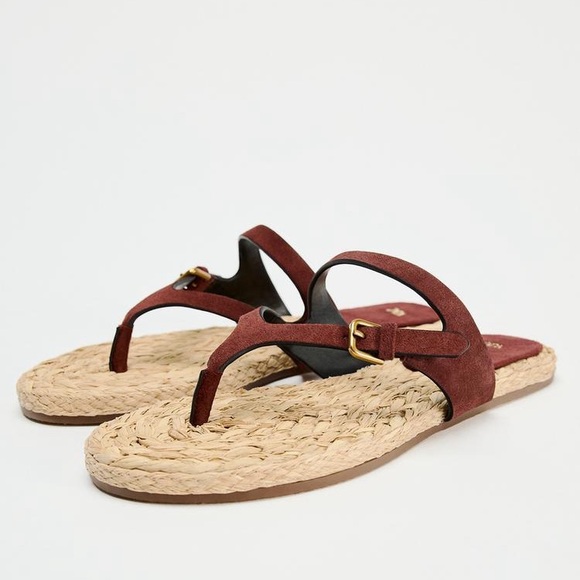 ZARA FLAT LEATHER SANDAL WITH BUCKLE - Picture 2 of 6